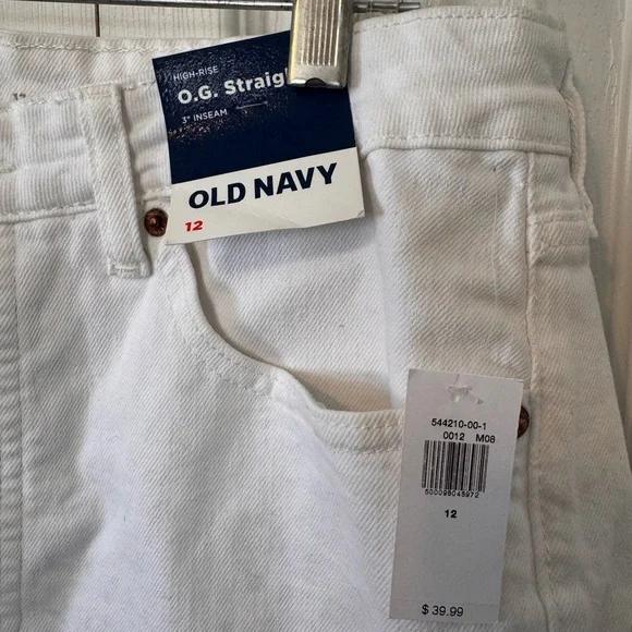 Old Navy Women's Classic High Rise OG White Jean Shorts Size 12 Button Fly NWTS - Picture 3 of 13